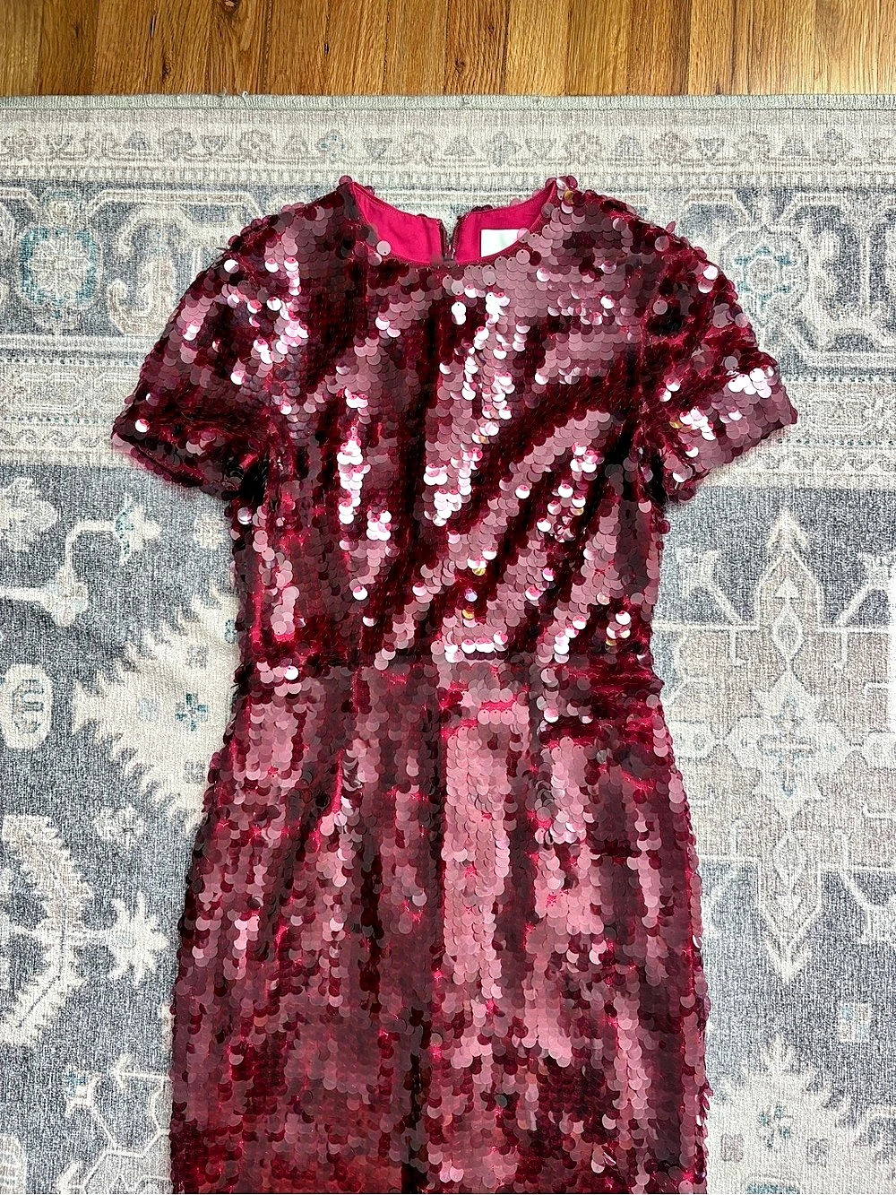 Roland Mouret Burgundy Sequin Maxi Dress Size 4 Like New - Picture 2 of 4